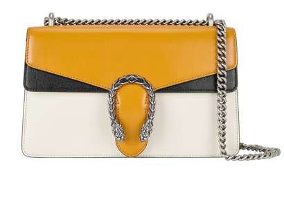 Small Dionysus, &pound;1,200, Handbags, Black/Cream/Yellow, Leather, Front view